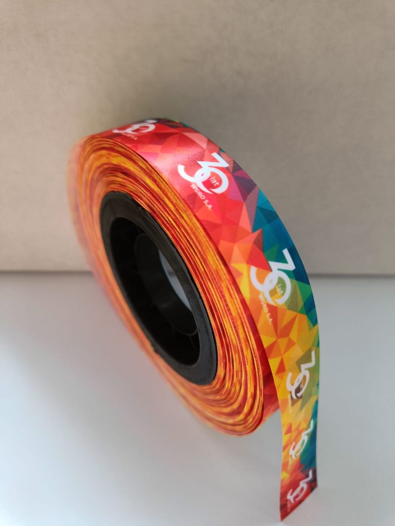presentband med färgglada tryck